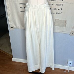 Free People Cream Wide-Leg Pleated Pants